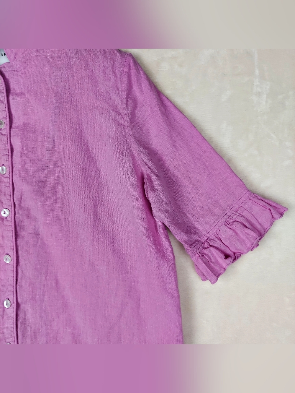 Sleeper Linen Lounge Suit Button Front Shirt & Shorts Pajama Set XS Lavender - Picture 5 of 16
